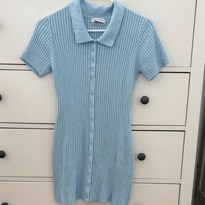 Urban Outfitters Sky Blue Ribbed Mini Dress